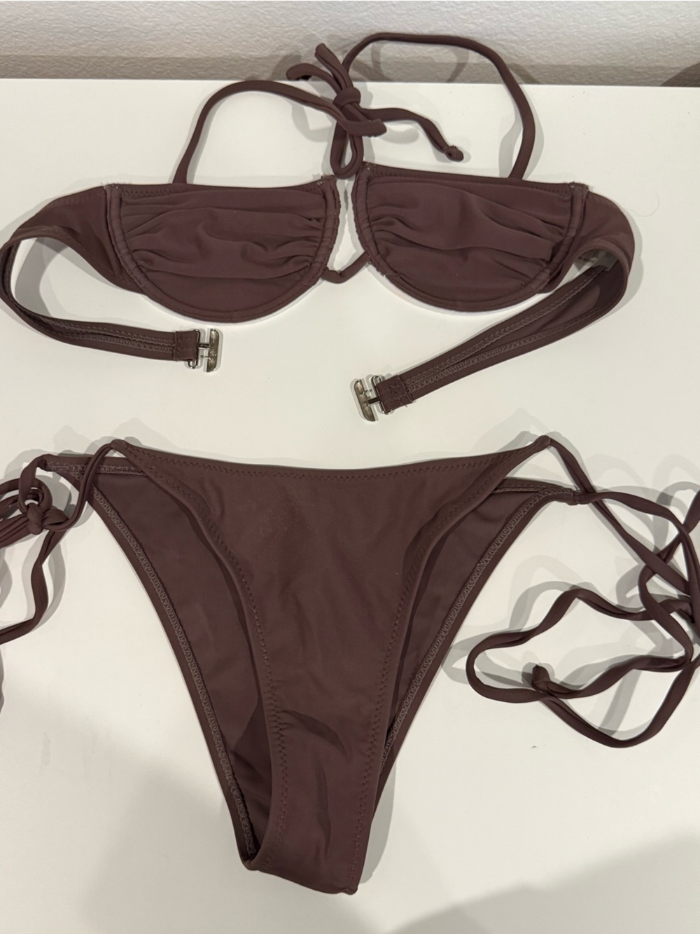 SHEIN Chocolate Brown Tie-Side Bikini Set